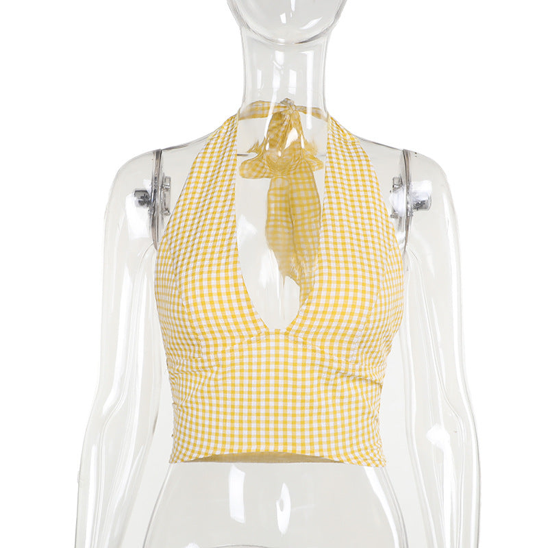 Vacation Style Hot Sexy Halter Pleated Tops