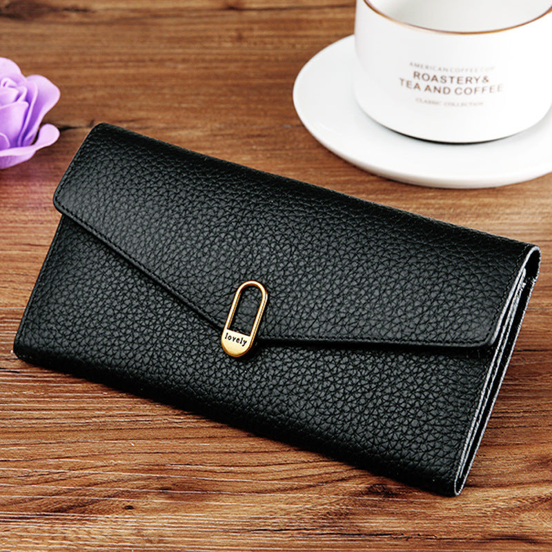 Women's Top Layer Cowhide Leather Long Large Ladies Wallets