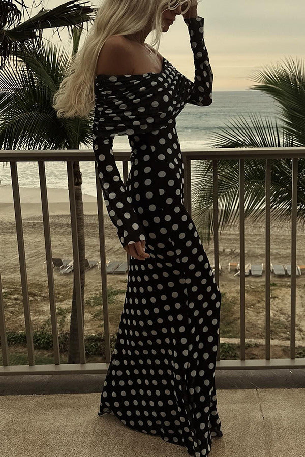 Women's Voile Polka Dot Stitching Sexy Slim Dresses