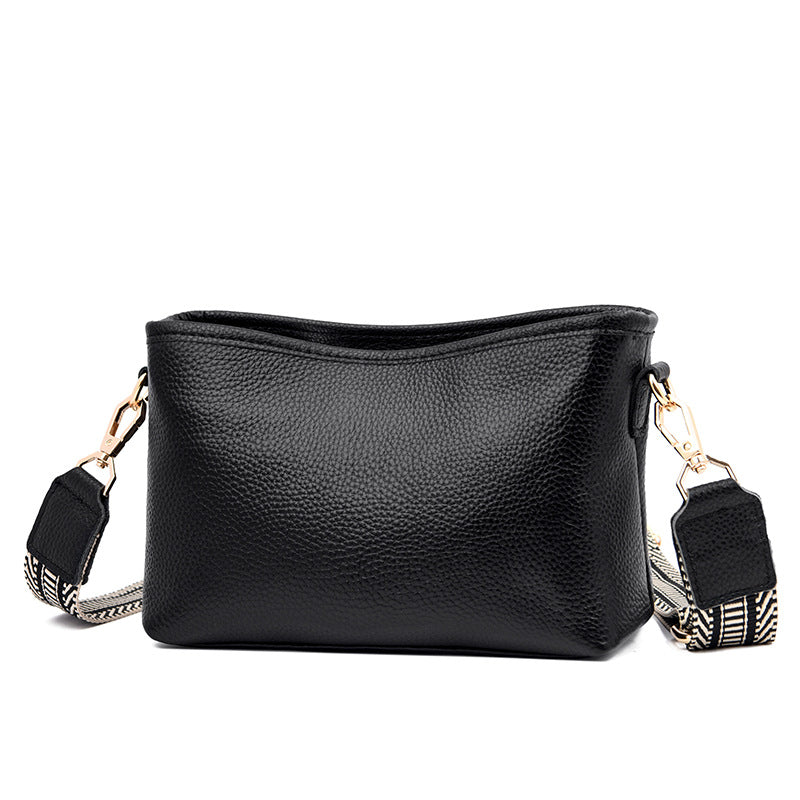 Women's Leather Simple Lychee Pattern First Layer Shoulder Bags