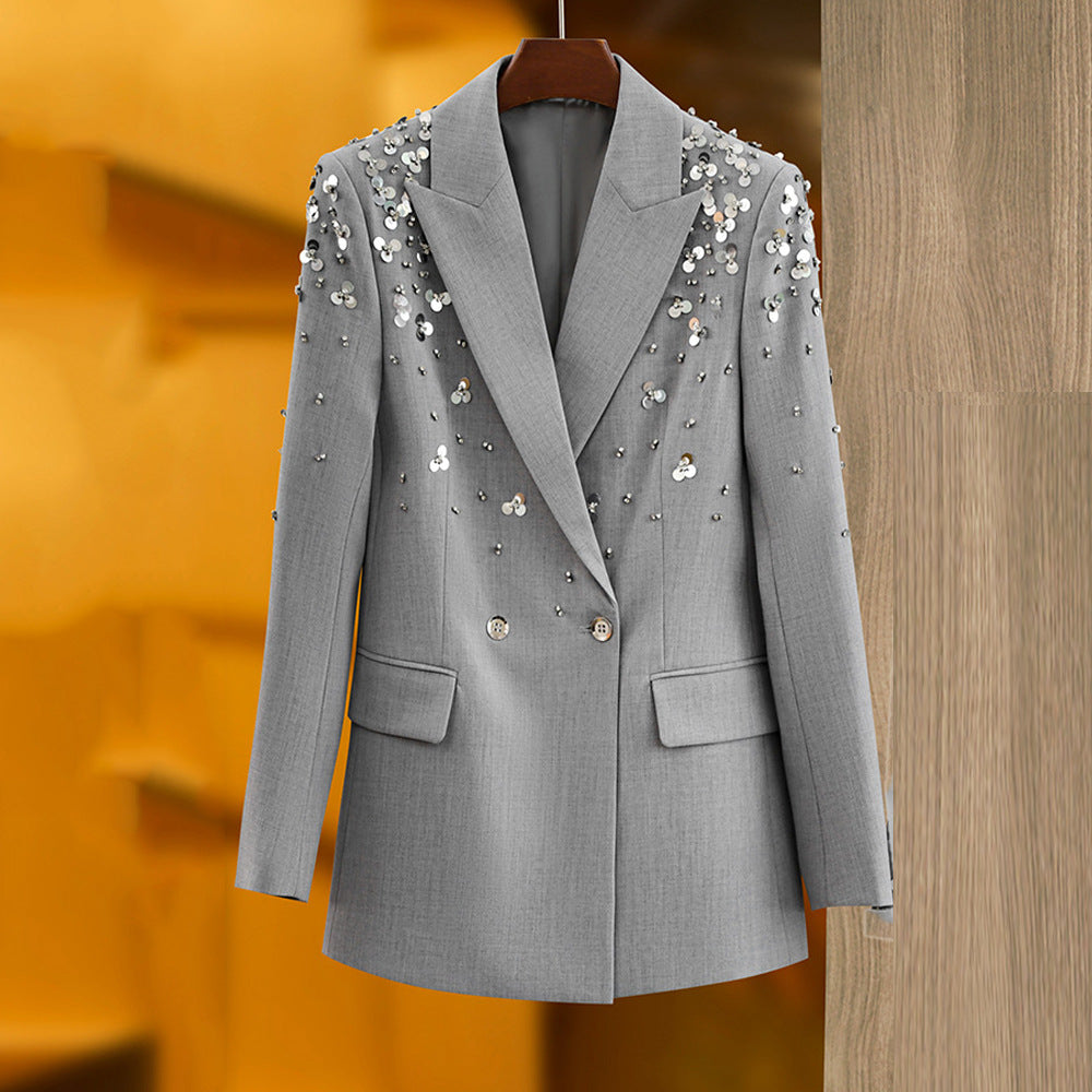 Gray Dress Beads Sequin Fashion Outfit Suits