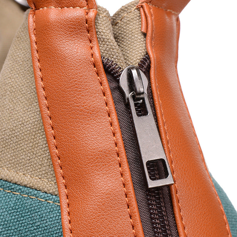 Women's Korean Style Preppy Canvas Contrast Color Striped Handbags