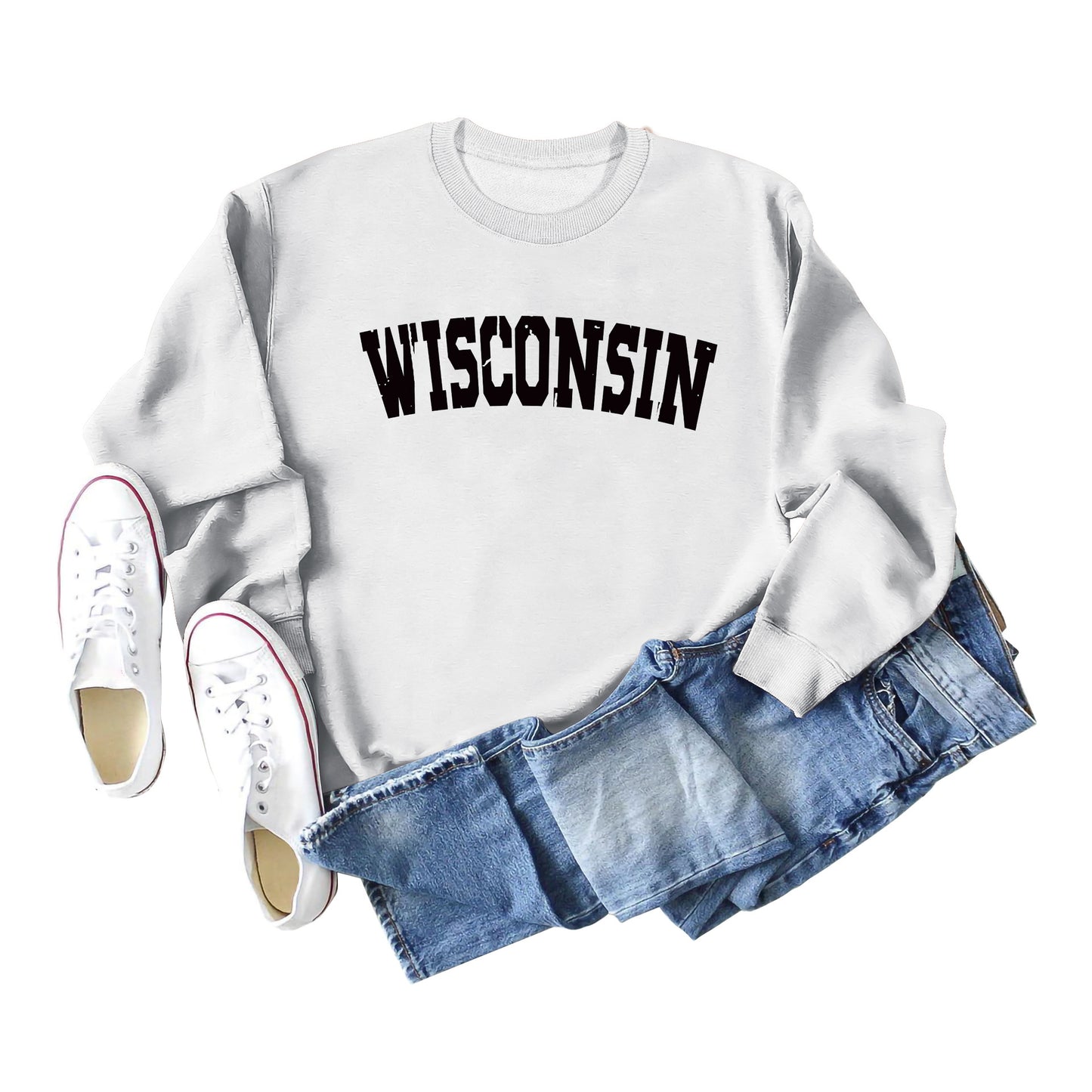Women's Shirt Letter Print Casual Loose Round Sweaters