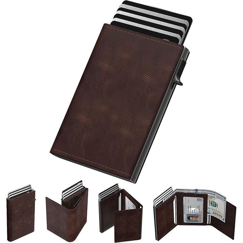 Men's Pop-up Aluminum Box Shield Large Capacity Men's Wallets