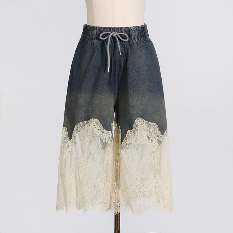 Women's Lace Two-piece Simple Style Casual Denim Suits