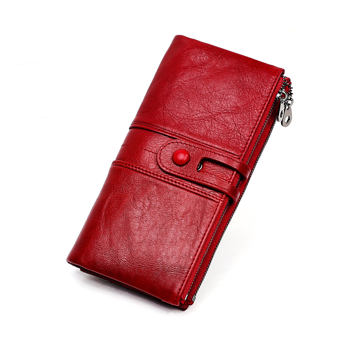 Women's Solid Color High-grade Cowhide Long Billfold Ladies Wallets