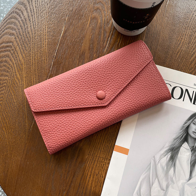 Women's Leather Long Simple First Layer Cowhide Multiple Ladies Wallets
