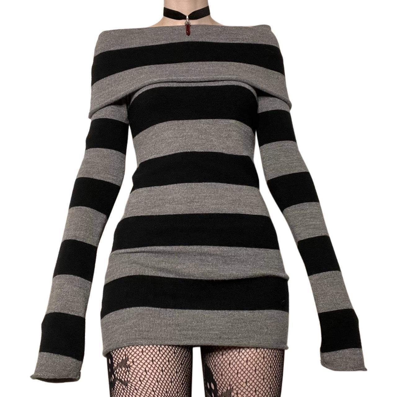 Striped Lapel Slim Fit Long Knitted Sweaters