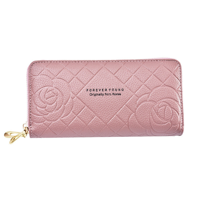 Women's Long Simple Wrist Strap Clutch Double Zipper Large Capacity Ladies Wallet