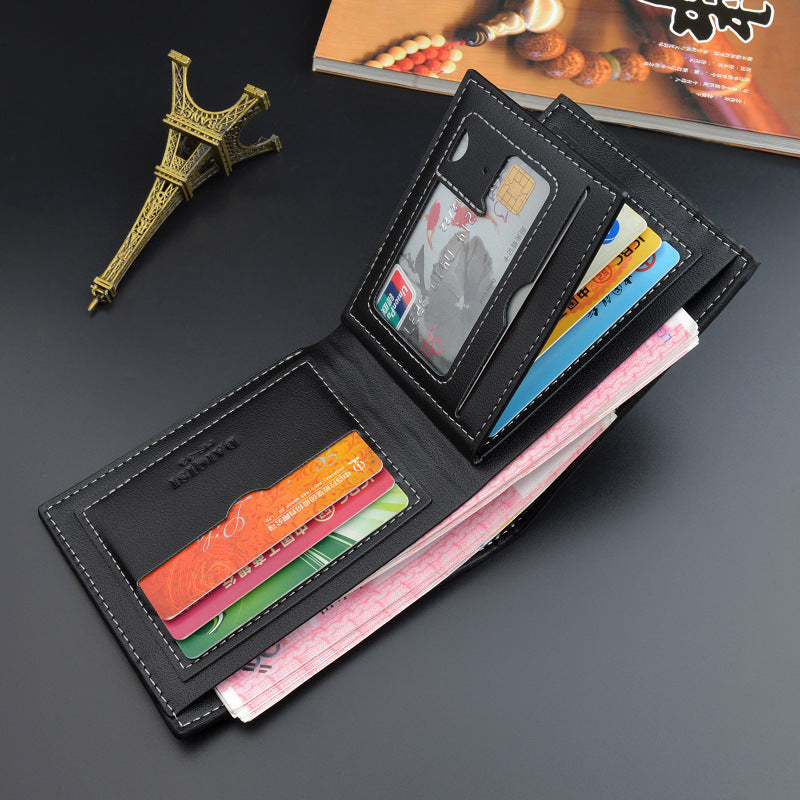 Men's Short Male Youth Simple Fashion Lychee Pattern Horizontal Men's Wallet