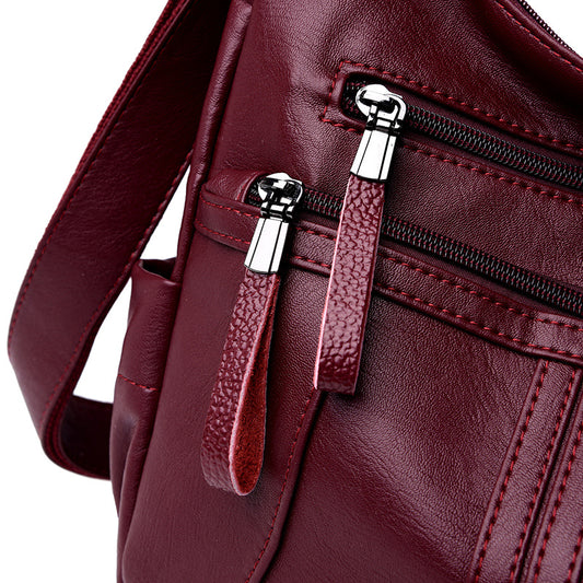 Women's Soft Leather Large Capacity Mom Korean Crossbody Bags
