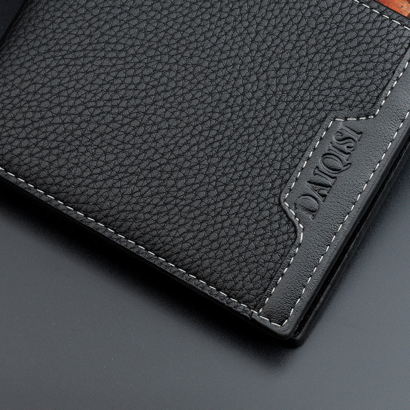 Men's Short Male Youth Simple Fashion Lychee Pattern Horizontal Men's Wallet