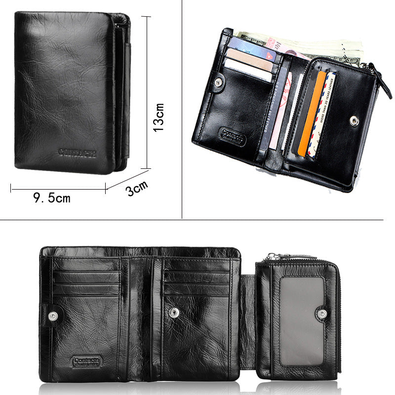 Men's Angel Large Capacity Top Layer Cowhide Men's Wallets