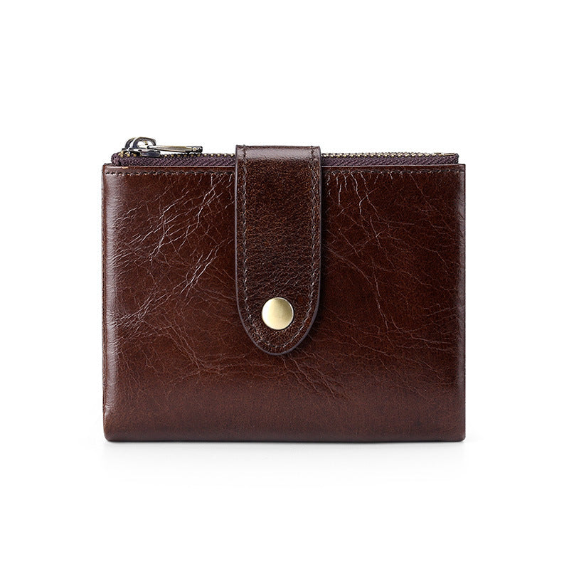 Men's Genuine Leather Style Oil Wax Short Men's Wallets