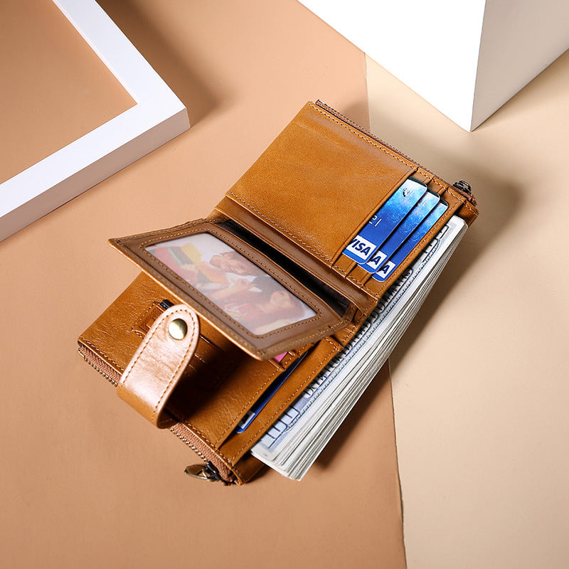 Men's Slots Oil Waxed Vintage Short Clutch Men's Wallets