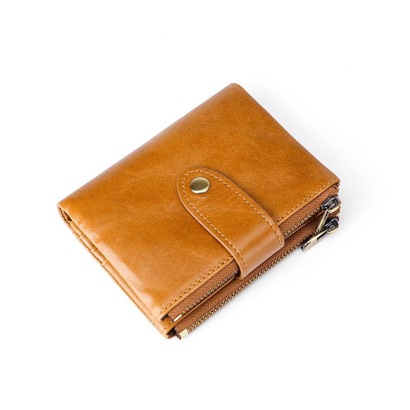 Men's Slots Oil Waxed Vintage Short Clutch Men's Wallets