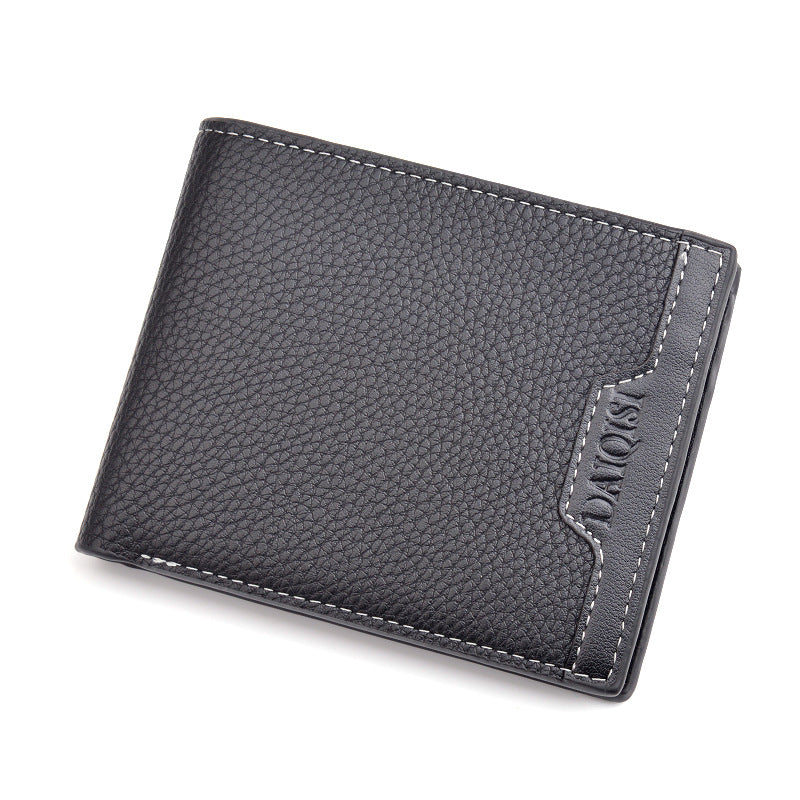 Men's Short Male Youth Simple Fashion Lychee Pattern Horizontal Men's Wallet