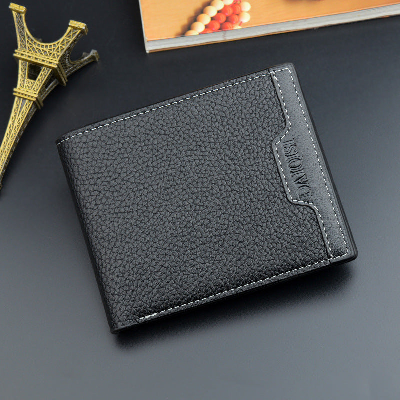Men's Short Male Youth Simple Fashion Lychee Pattern Horizontal Men's Wallet