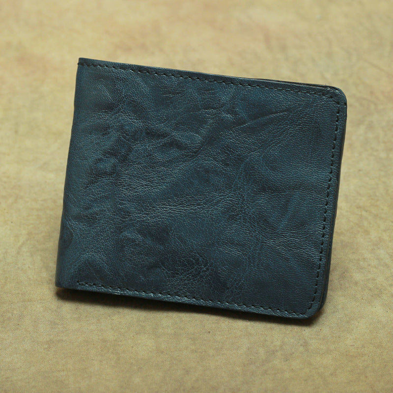 Women's & Men's & Leather Simple Retro Distressed Vegetable Tanned Men's Wallets