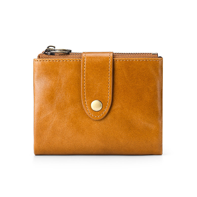 Men's Genuine Leather Style Oil Wax Short Men's Wallets