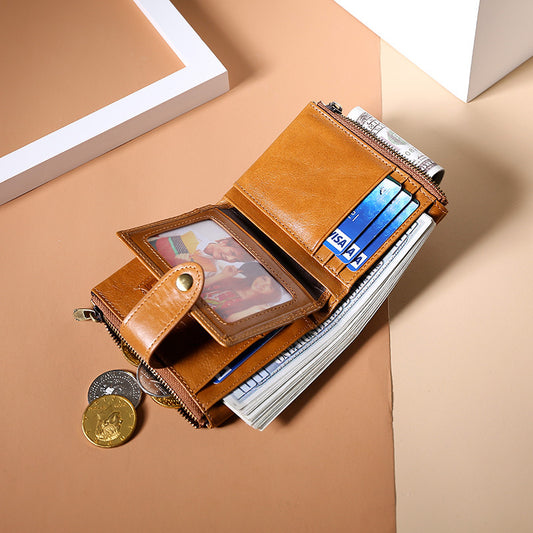 Men's Slots Oil Waxed Vintage Short Clutch Men's Wallets