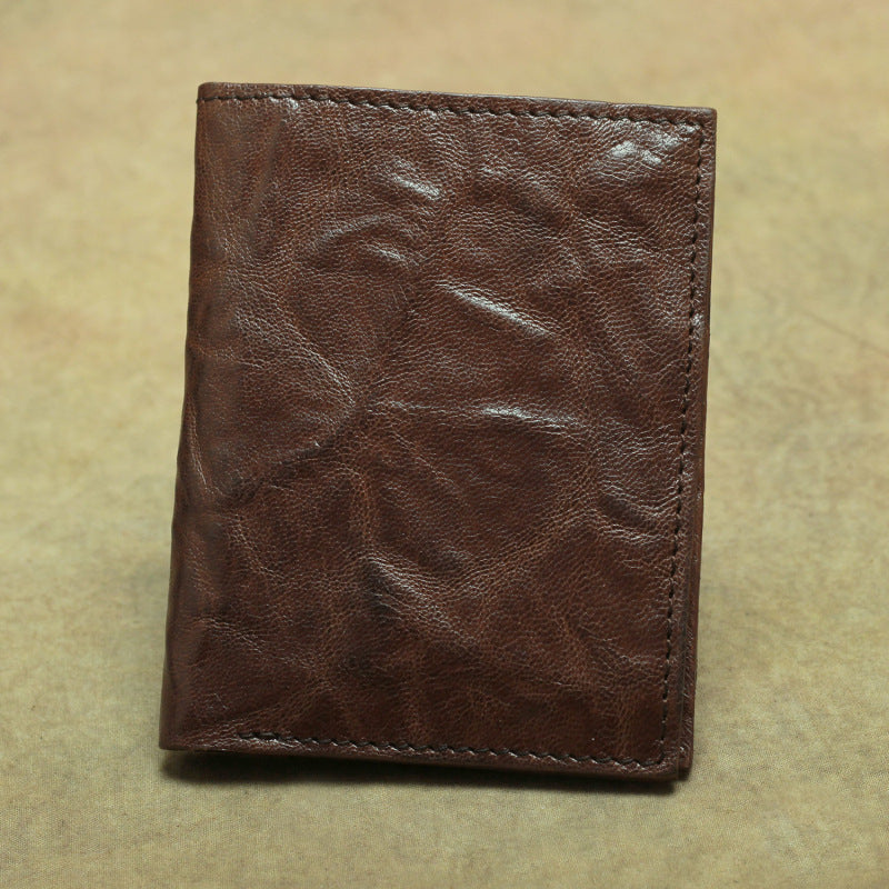 Women's & Men's & Leather Simple Retro Distressed Vegetable Tanned Men's Wallets