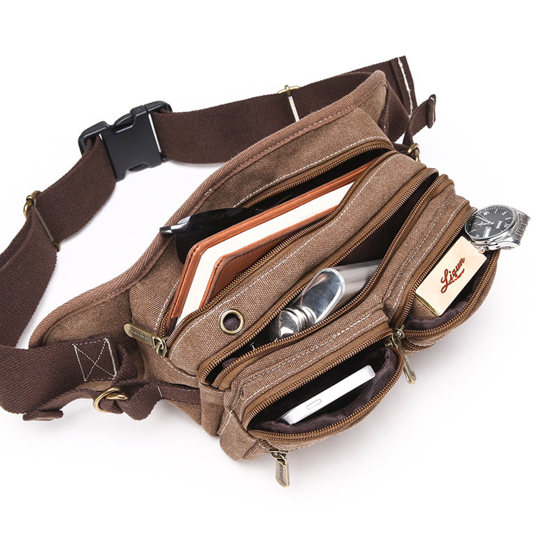 Men's Canvas Korean Trendy Large Capacity Men's Waist Packs