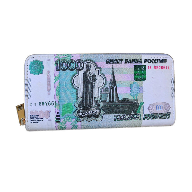 Money Pattern Usd Euro Funny Fun Large Capacity Card Holder