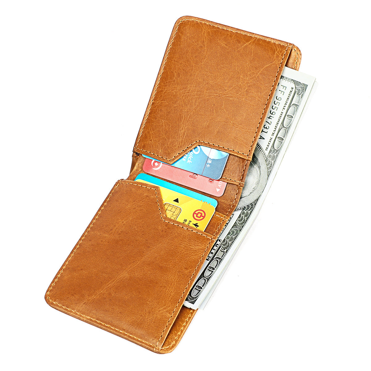 Women's & Men's Swiping Retro Fashion First Layer Cowhide Men's Wallet