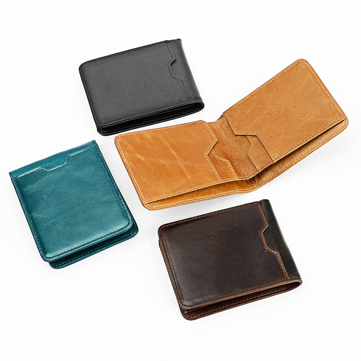Women's & Men's Swiping Retro Fashion First Layer Cowhide Men's Wallet