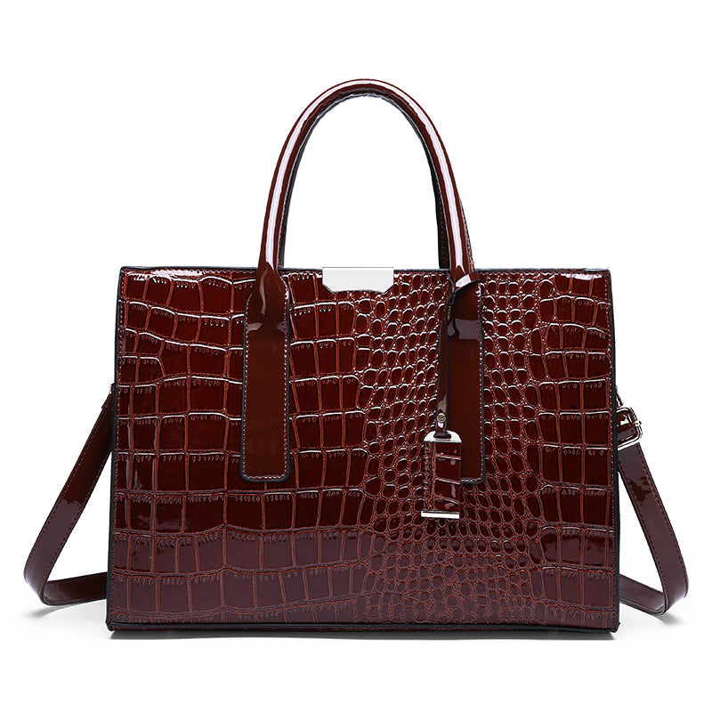 Women's Large Capacity Trendy Crocodile Pattern Portable Bags