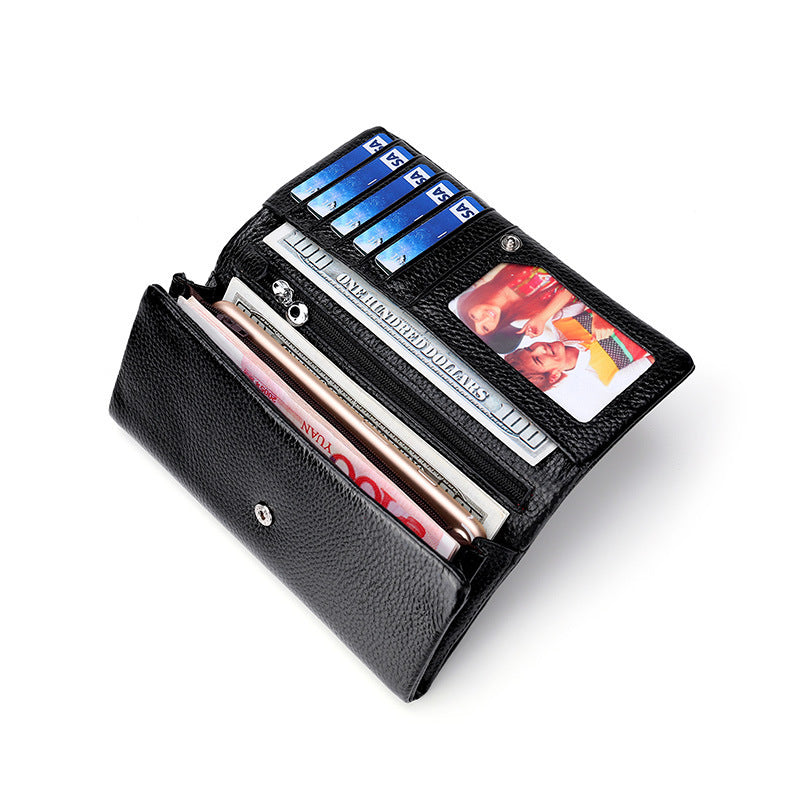 Women's Korean Style Long Leather First Layer Ladies Wallets