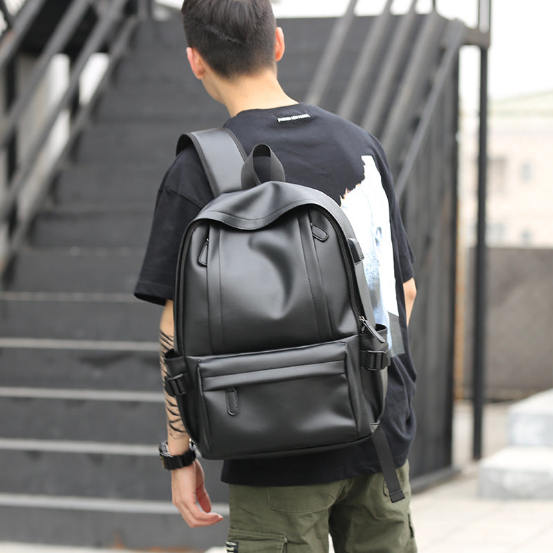 Men's Trendy Innovative Korean Male Leather Backpacks