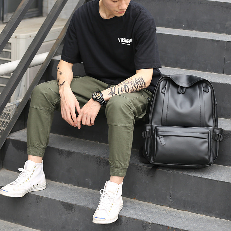 Men's Trendy Innovative Korean Male Leather Backpacks