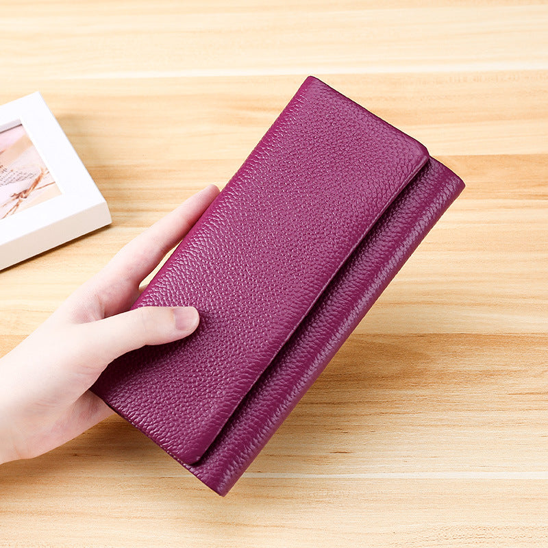Women's Korean Style Long Leather First Layer Ladies Wallets