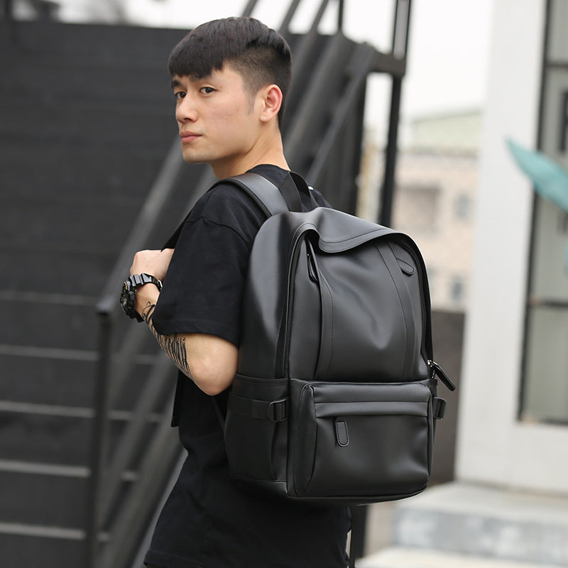 Men's Trendy Innovative Korean Male Leather Backpacks