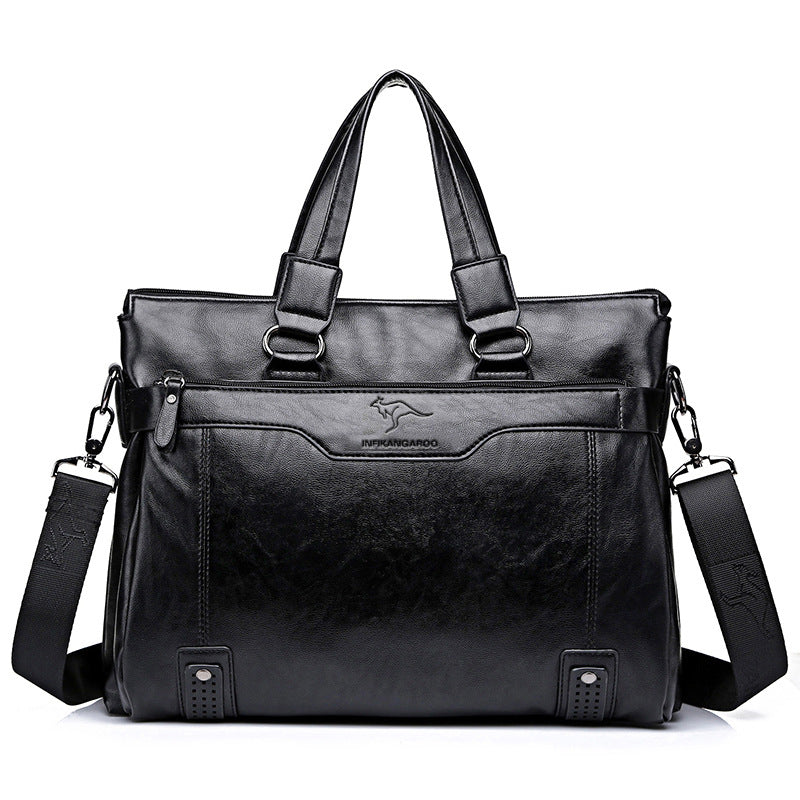 Men's Soft Leather English Kangaroo Business Large Men's Handbags
