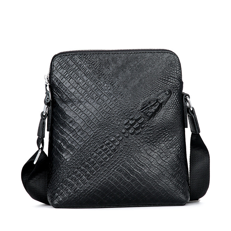Men's First Layer Cowhide Leather Business Embossed Men's Shoulder Bags
