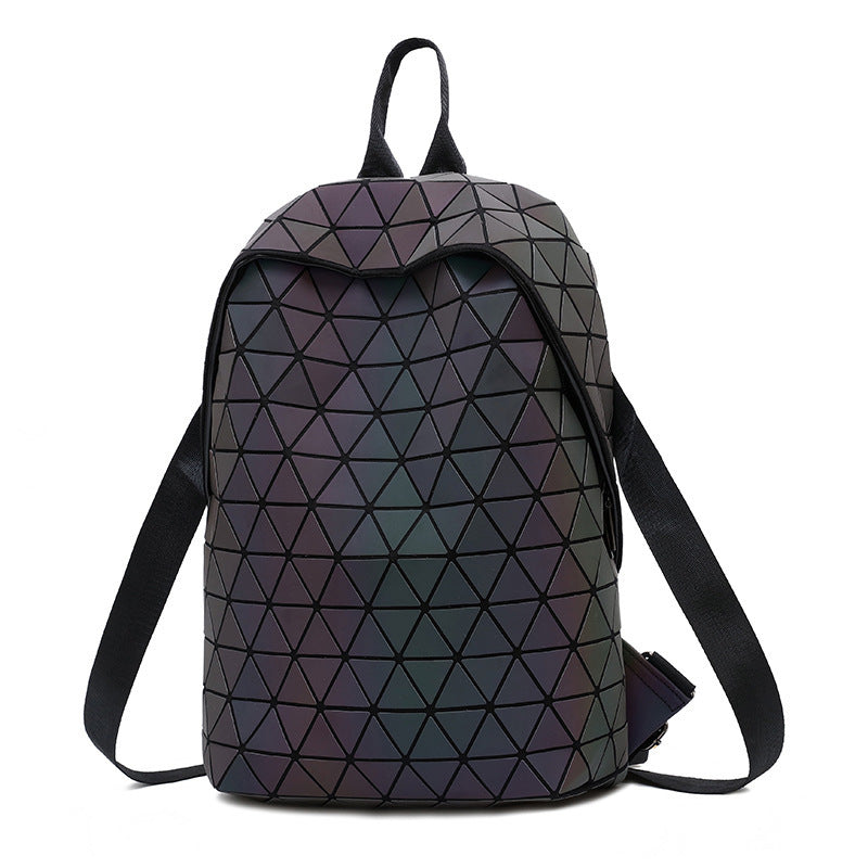 Women's Geometric Luminous Sequined Unisex Rhombus Preppy Backpacks