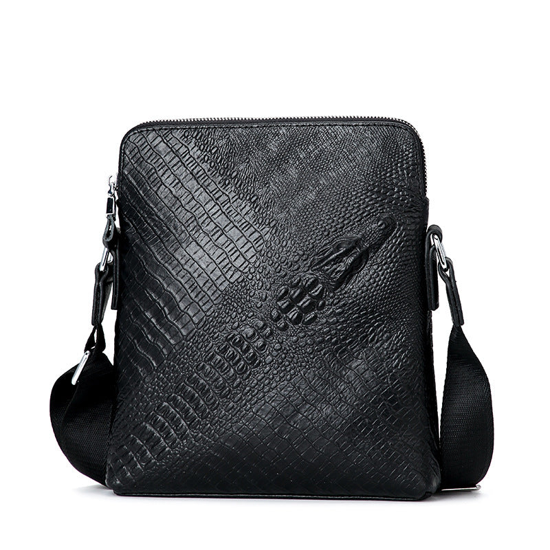 Men's First Layer Cowhide Leather Business Embossed Men's Shoulder Bags