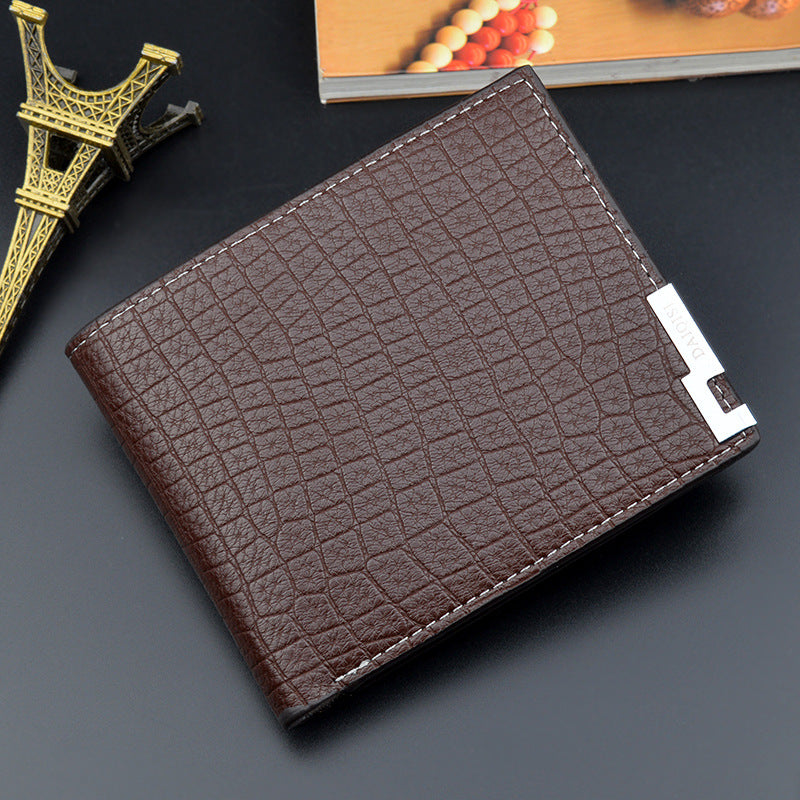 Men's Korean Style Multiple Slots Retro Crocodile Pattern Fashion Horizontal Soft Men's Wallet