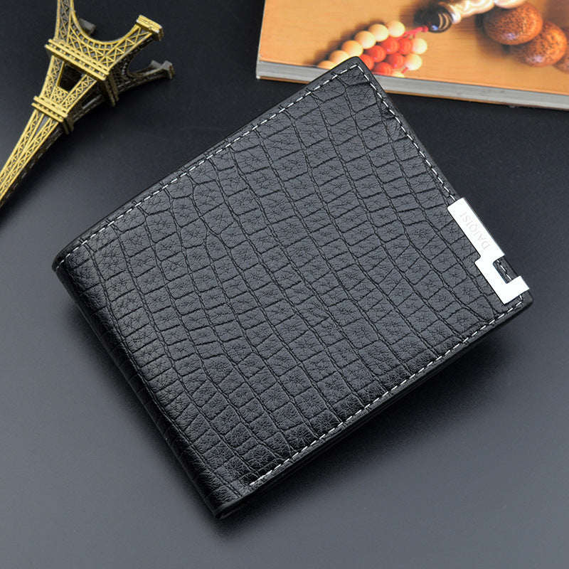 Men's Korean Style Multiple Slots Retro Crocodile Pattern Fashion Horizontal Soft Men's Wallet