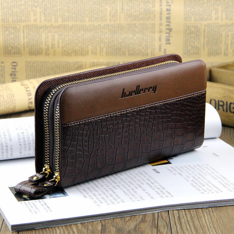 Stylish Men's Plaid Clutch Long Mobile Men's Wallet