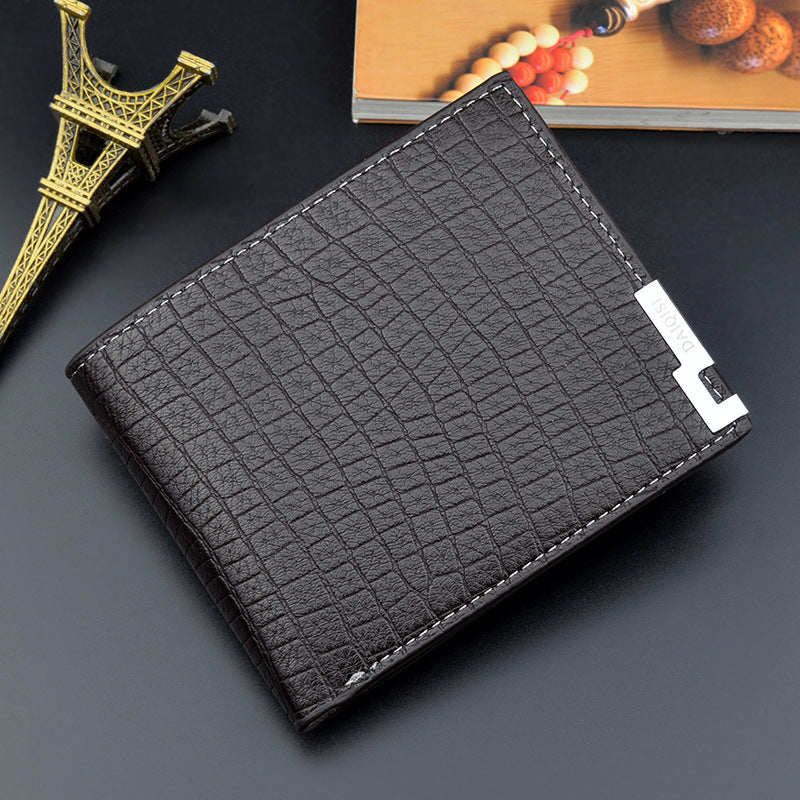 Men's Korean Style Multiple Slots Retro Crocodile Pattern Fashion Horizontal Soft Men's Wallet