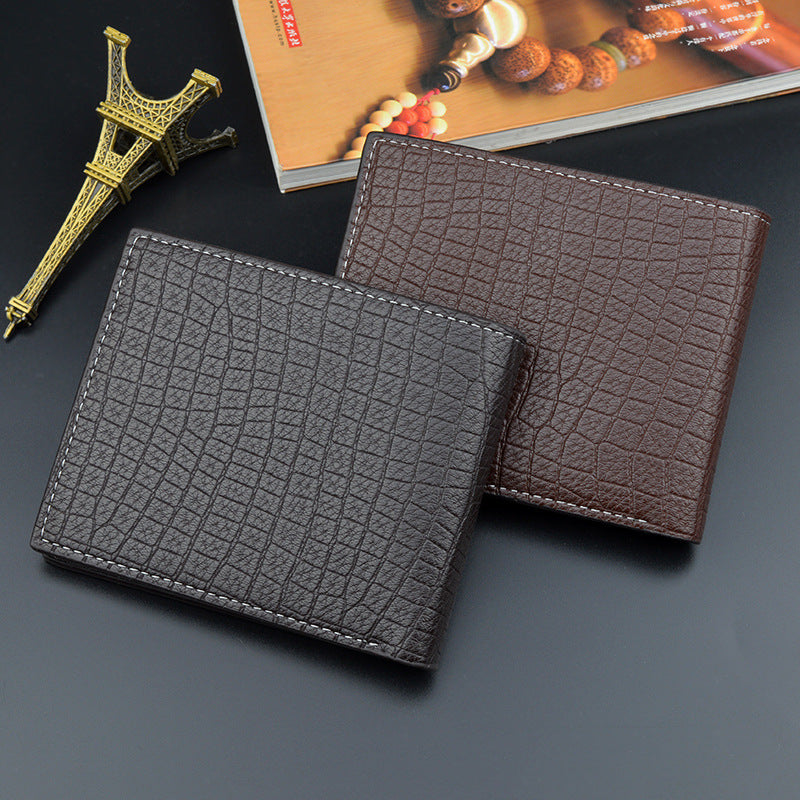 Men's Korean Style Multiple Slots Retro Crocodile Pattern Fashion Horizontal Soft Men's Wallet
