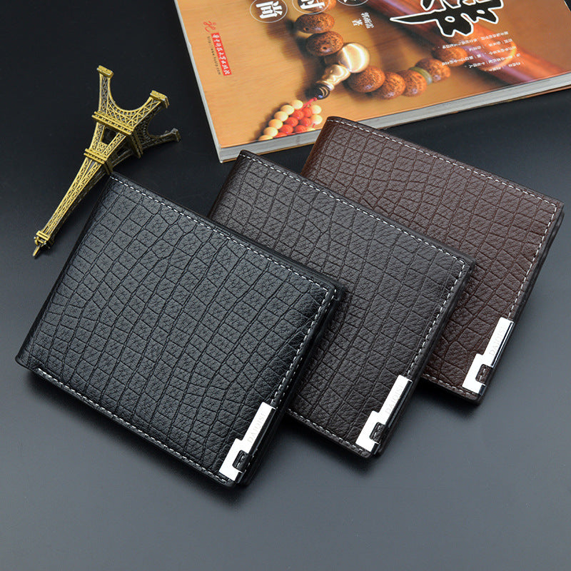 Men's Korean Style Multiple Slots Retro Crocodile Pattern Fashion Horizontal Soft Men's Wallet