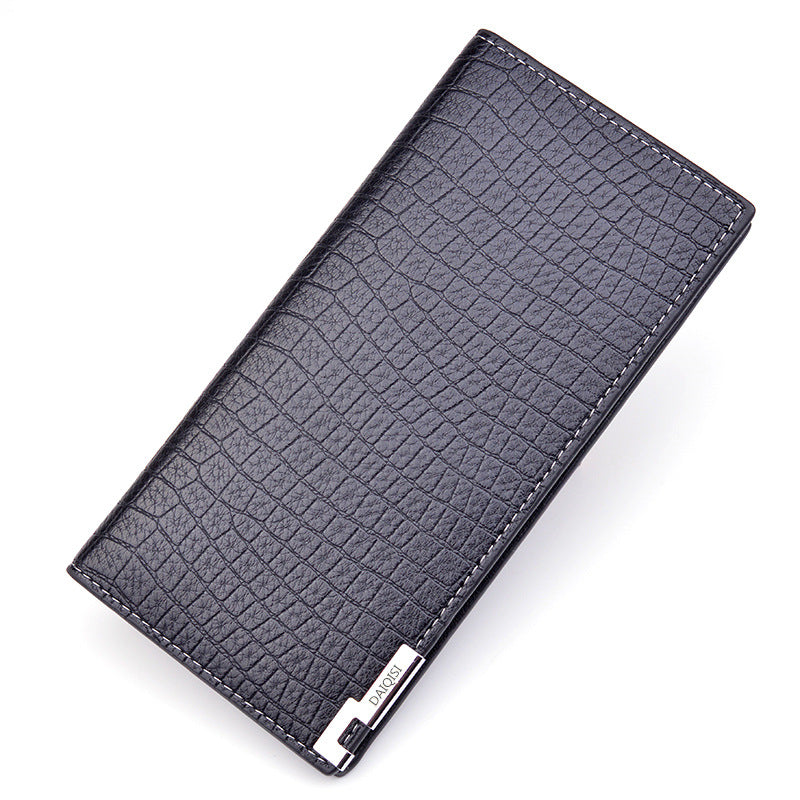 Men's Male Youth Vertical Soft Leather Multiple Slots Large Capacity Crocodile Men's Wallet
