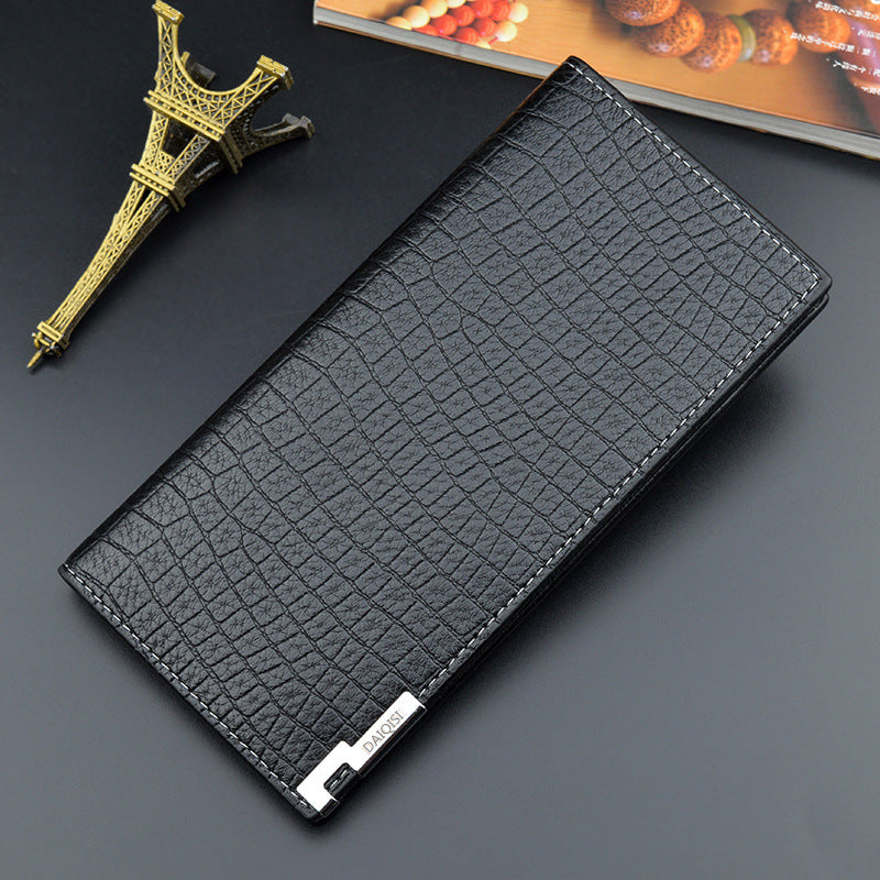 Men's Male Youth Vertical Soft Leather Multiple Slots Large Capacity Crocodile Men's Wallet