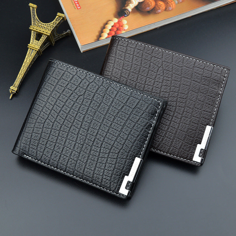 Men's Korean Style Multiple Slots Retro Crocodile Pattern Fashion Horizontal Soft Men's Wallet