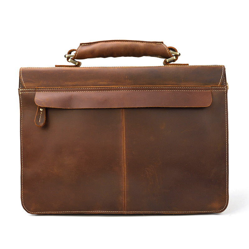 Men's Leather Retro Crazy Horse Double Compartment Men's Briefcases